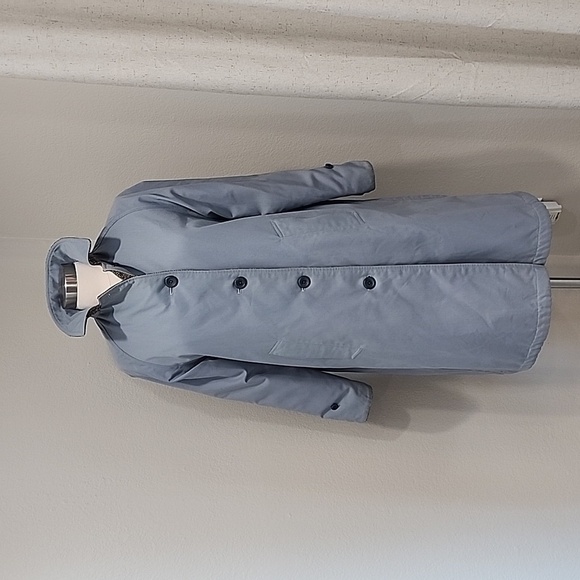 Burberry Jackets & Blazers - Vintage Burberrys' Women's Trench Coat Reversible Light Blue Brown Boucle Tweed